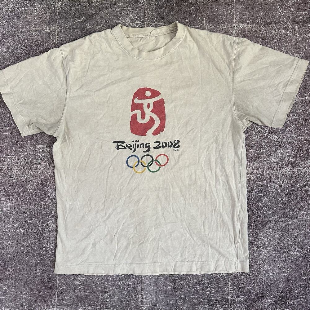 Men's Vintage Y2K 2008 Beijing Olympics One World One Dream White T Shirt Sz L
